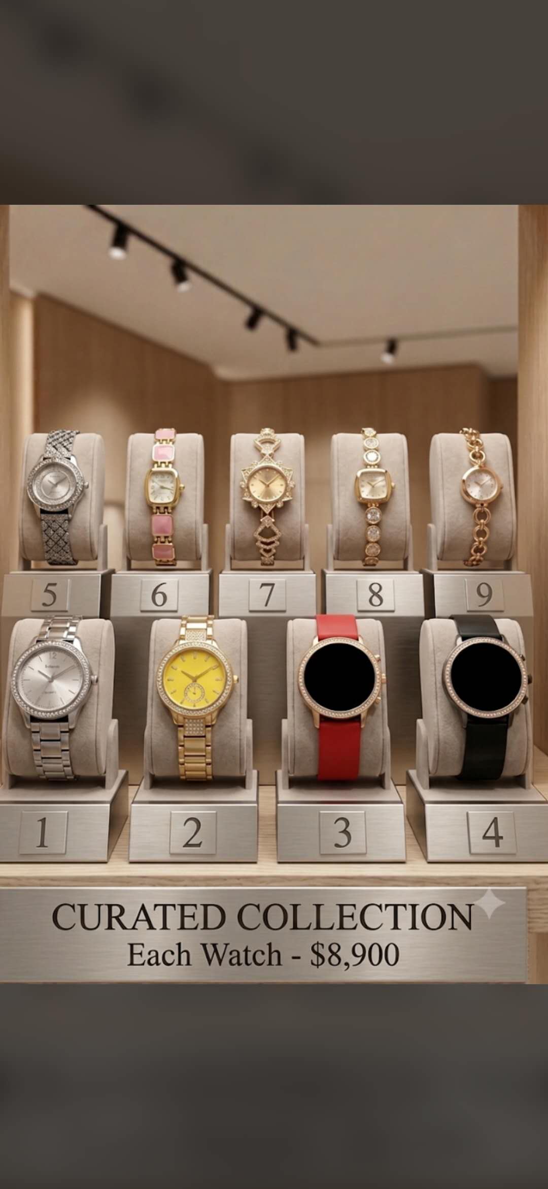 Women's curated watch collection.
