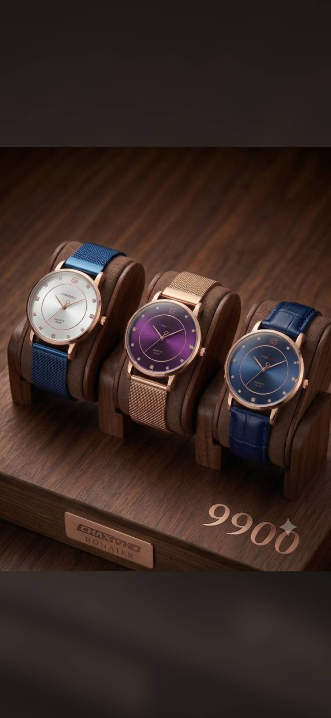 Women's classic watch trio.